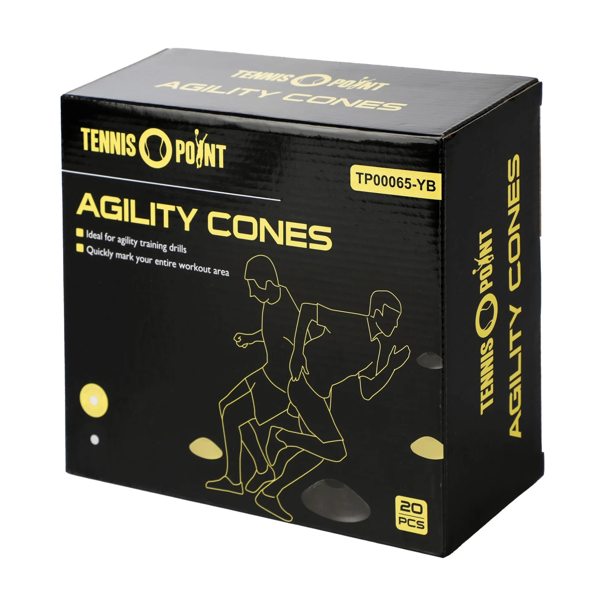 Online 20 Marking Cones - Yellow, Black Coaching Equipment