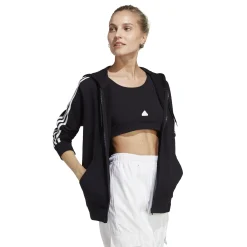 Fashion 3 Stripes French Terry Zip Hoodie Women - Black, White Jackets