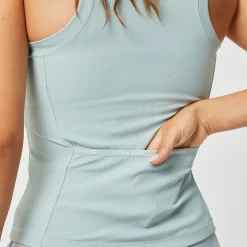 Online Ace Rib Pocket Tank Top Women - Light Blue Tops