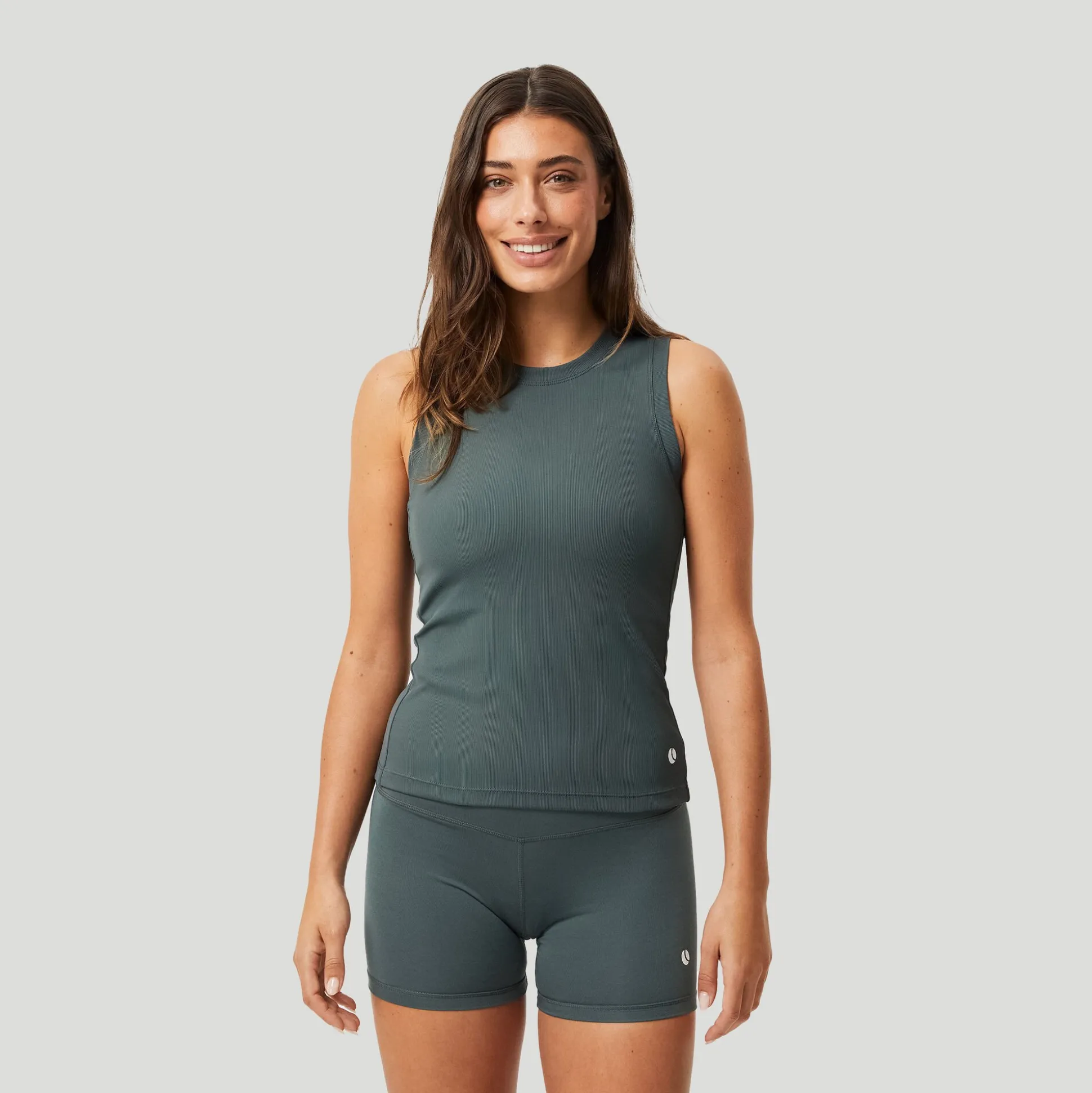 Sale Ace Rib Pocket Tank Top Women - Dark Green Tops