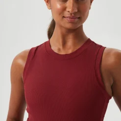 Store Ace Rib Pocket Tank Top Women - Dark Red Tops