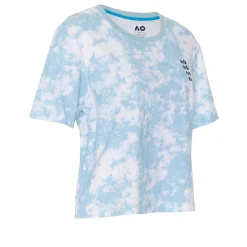 Shop AO Tie Dye Cropped T-Shirt Women - Light Blue, White Shirts