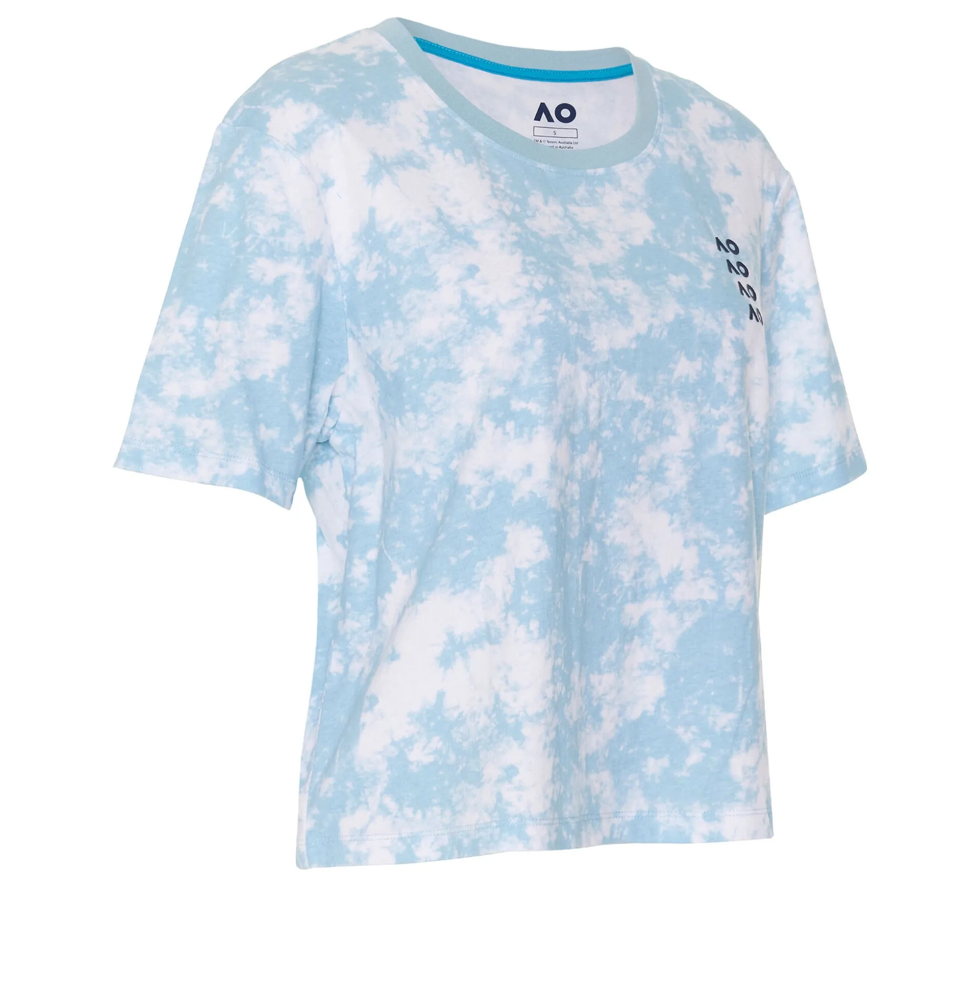Shop AO Tie Dye Cropped T-Shirt Women - Light Blue, White Shirts