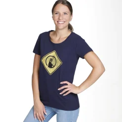 New Australia Road Sign T-Shirt Women - Dark Blue, Yellow Shirts