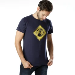 Online Australia Road Sign T-Shirt Men - Dark Blue, Yellow Shirts