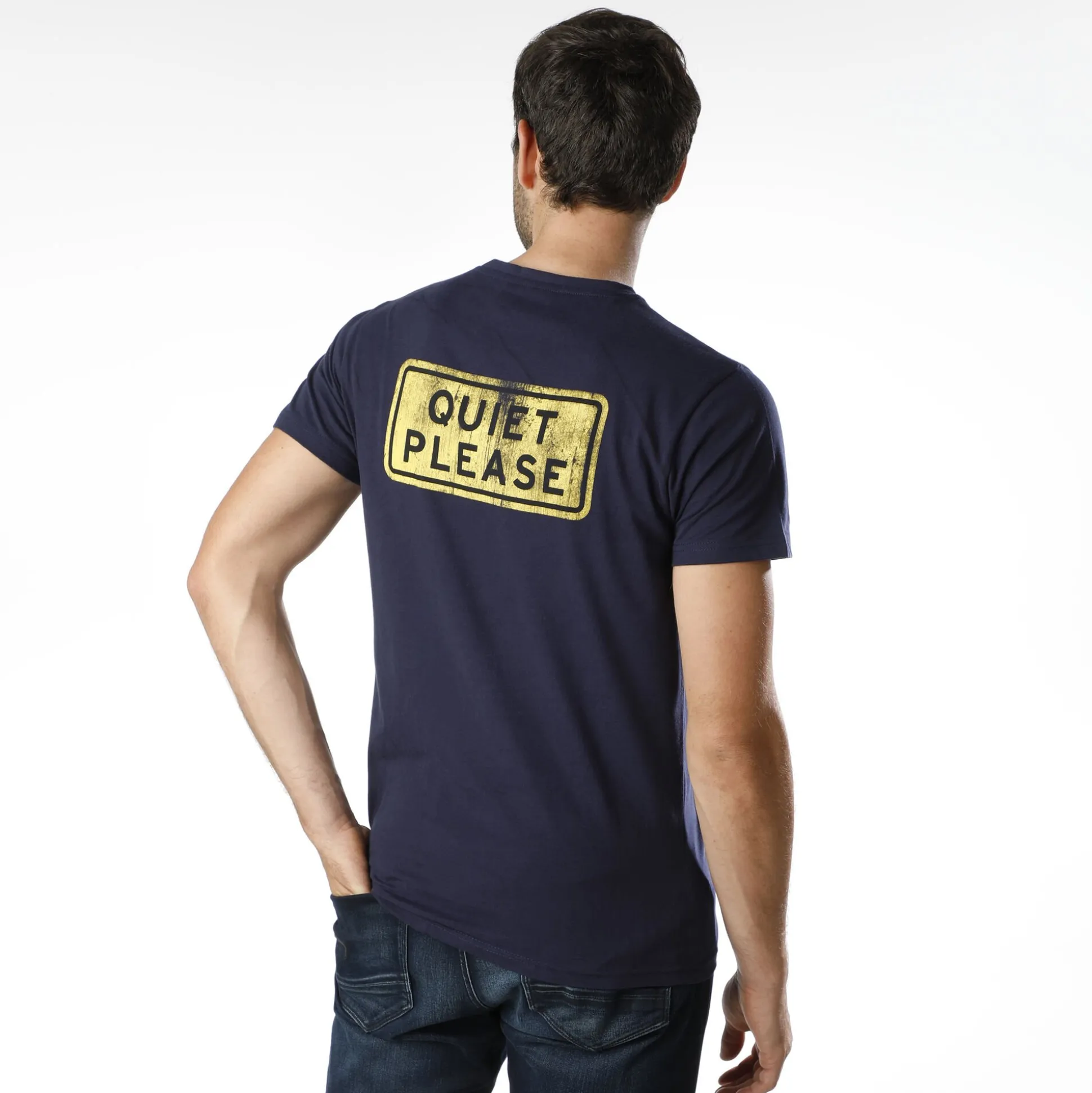 Online Australia Road Sign T-Shirt Men - Dark Blue, Yellow Shirts