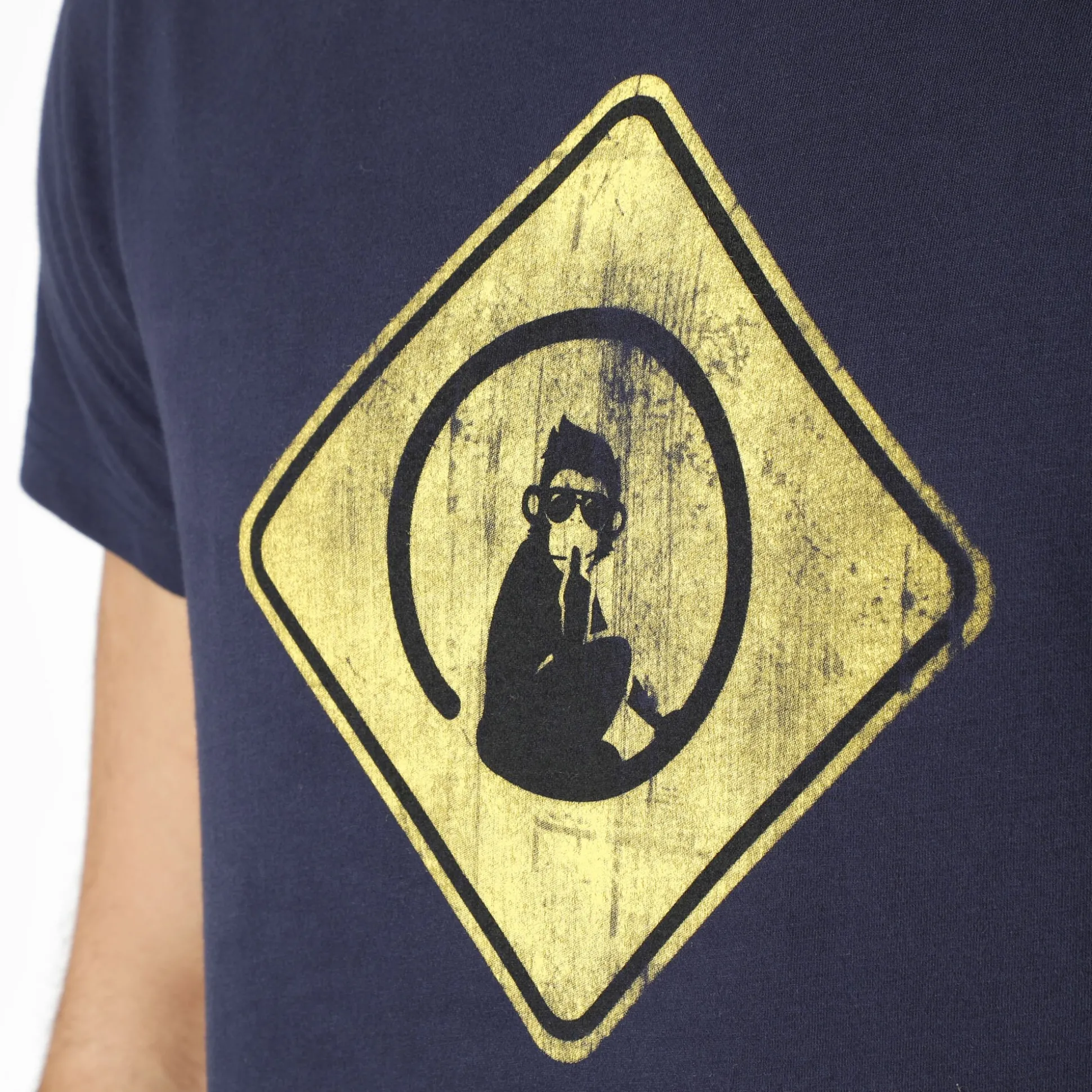 Online Australia Road Sign T-Shirt Men - Dark Blue, Yellow Shirts