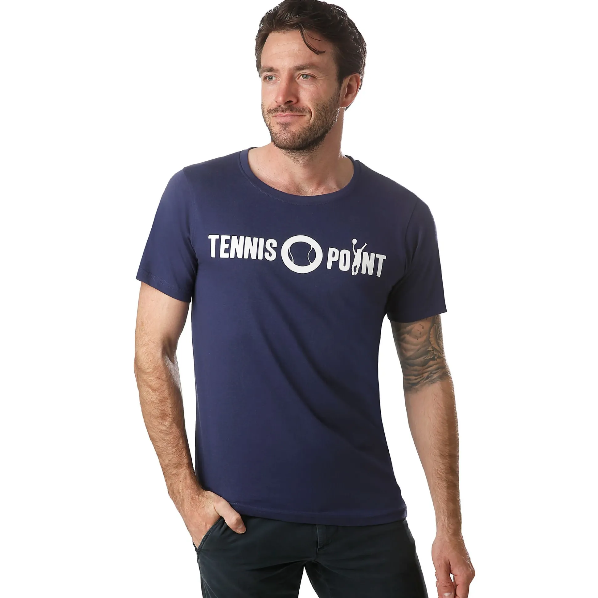 Shop Basic Cotton T-Shirt Men - Dark Blue, White Shirts