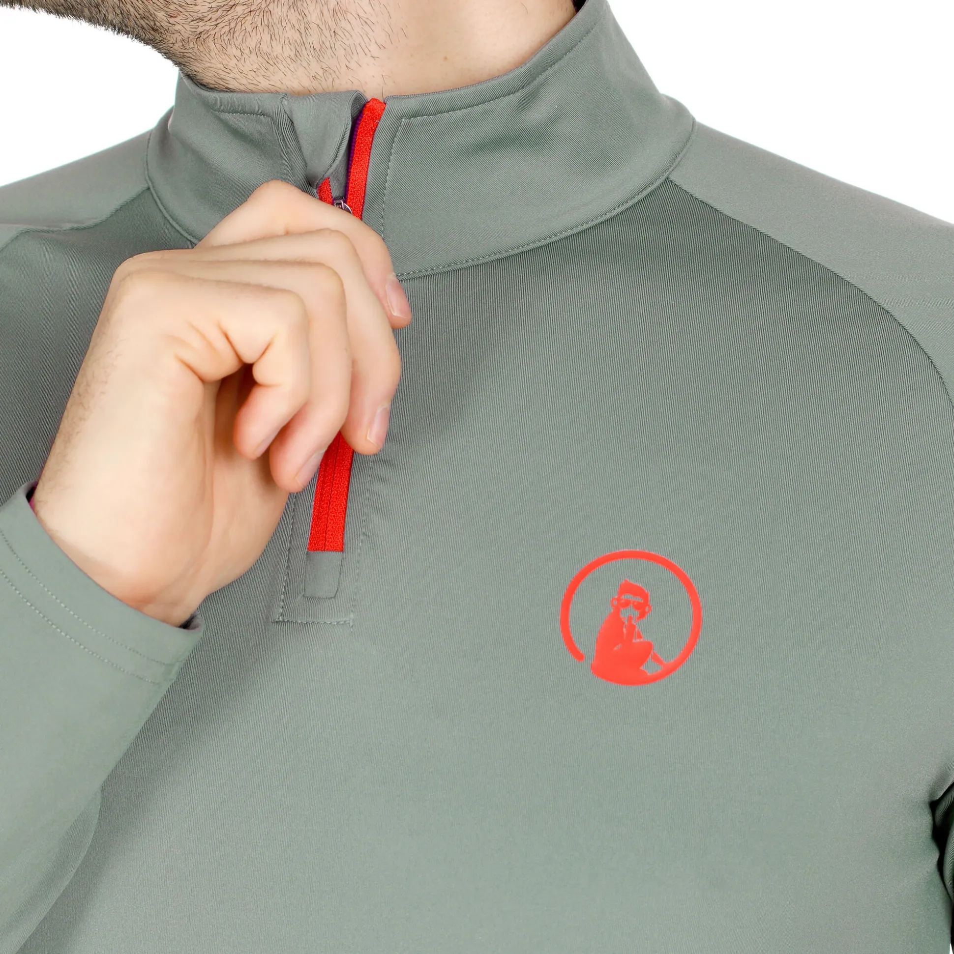 Outlet Big Serve1/4 Zip Long Sleeve Men - Sage, Red Shirts