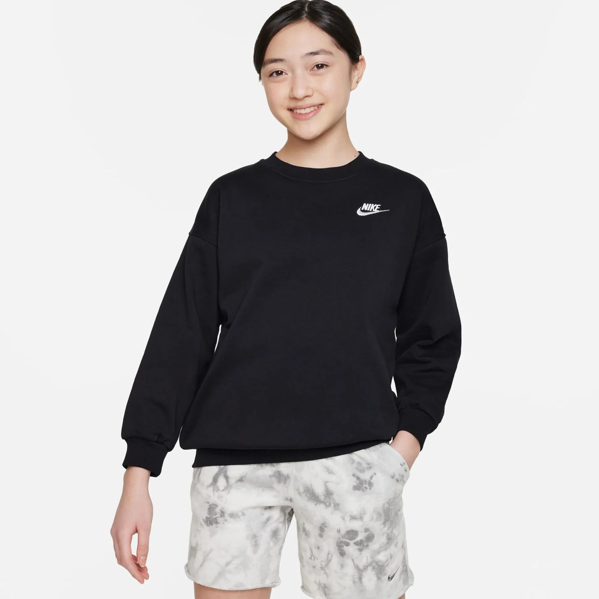 Hot Club Fleece Oversized Crew Sweatshirt Girls - Hoodies & Sweaters