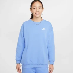 Best Sale Club Fleece Oversized Crew Sweatshirt Girls - Light Blue, White Hoodies & Sweaters