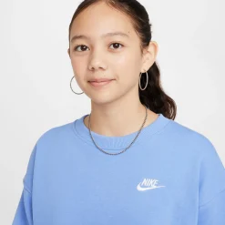 Best Sale Club Fleece Oversized Crew Sweatshirt Girls - Light Blue, White Hoodies & Sweaters