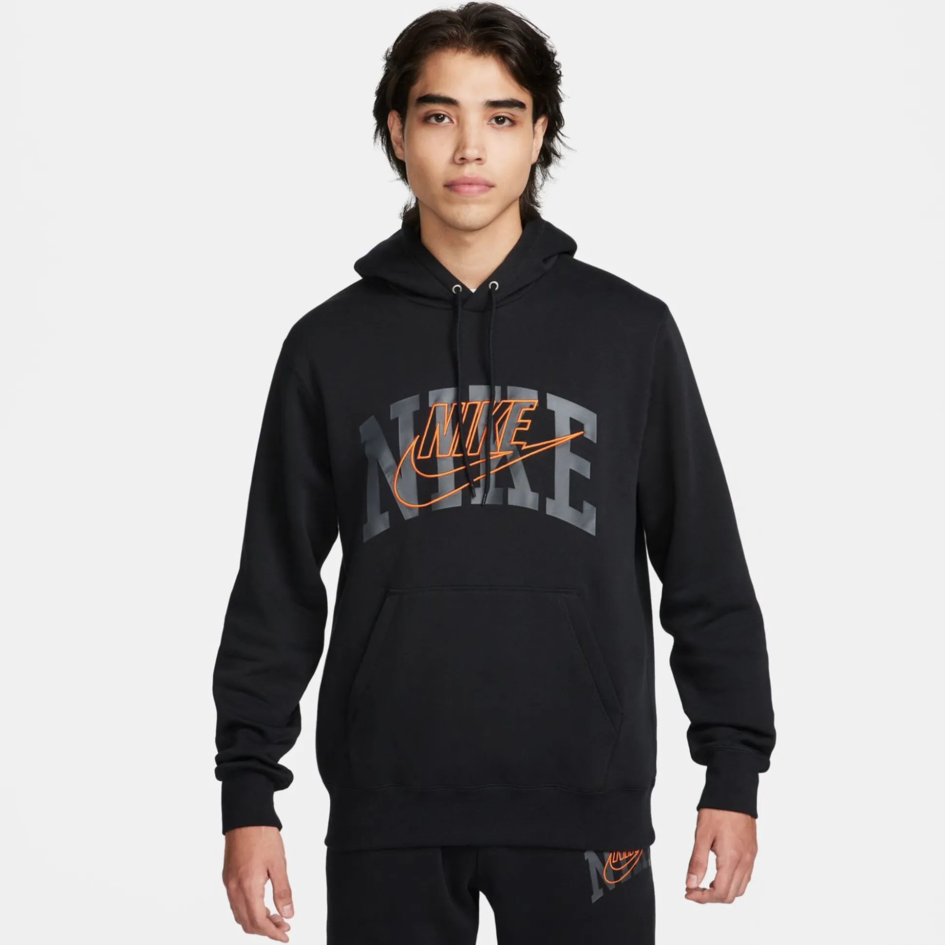 Outlet Club Hoody Men - Black, Orange Hoodies & Sweaters