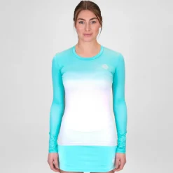 Fashion Crew Gradiant Long Sleeve Women - Turquoise, White Shirts