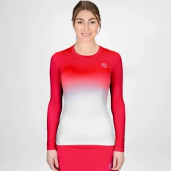 Fashion Crew Gradiant Long Sleeve Women - Red, White Shirts