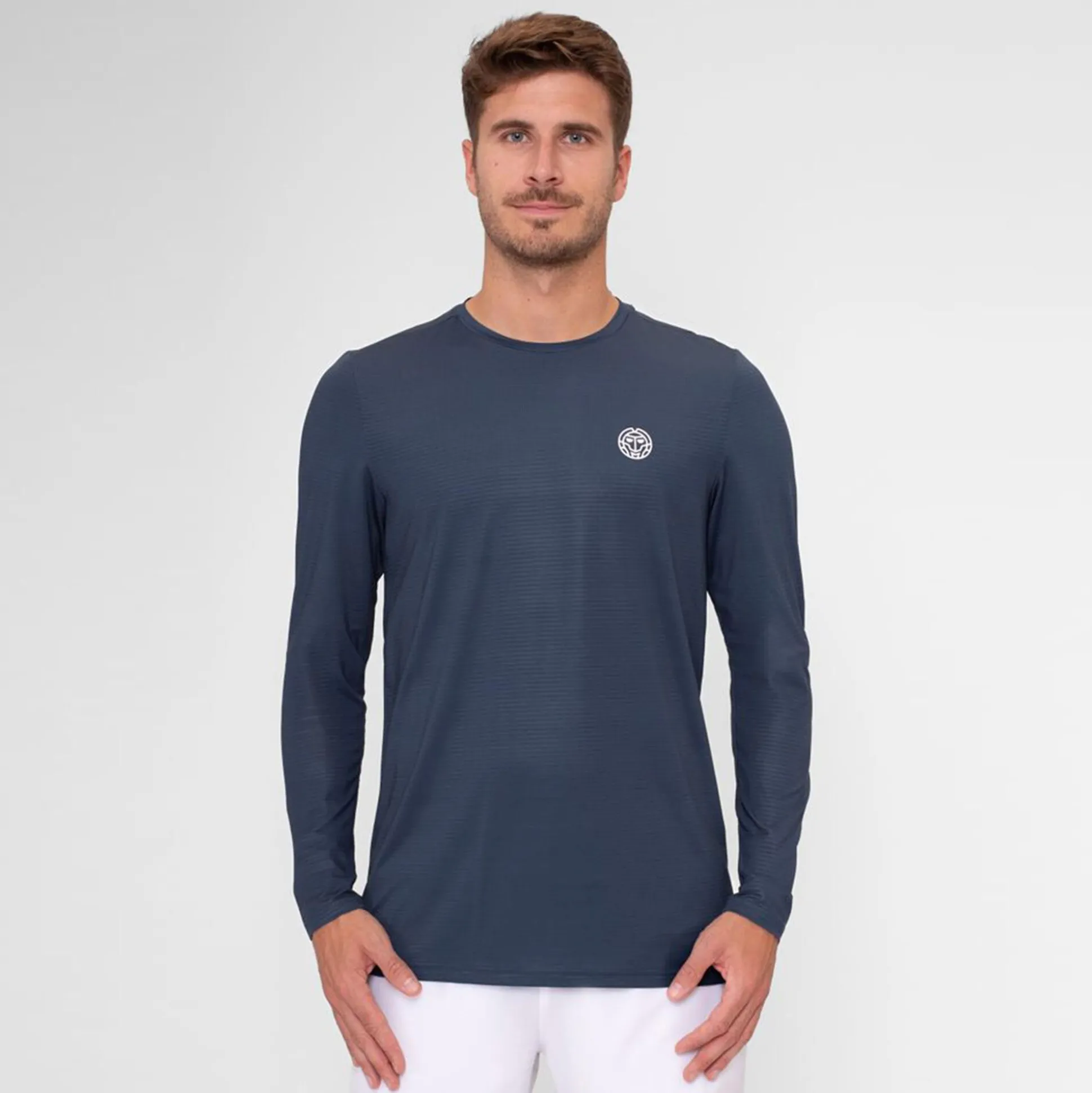 Fashion Crew Roundneck Long Sleeve Men - Dark Blue Shirts
