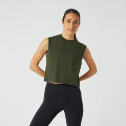 Online Cropped Tank Top Women - Dark Green Tops
