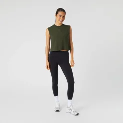 Online Cropped Tank Top Women - Dark Green Tops