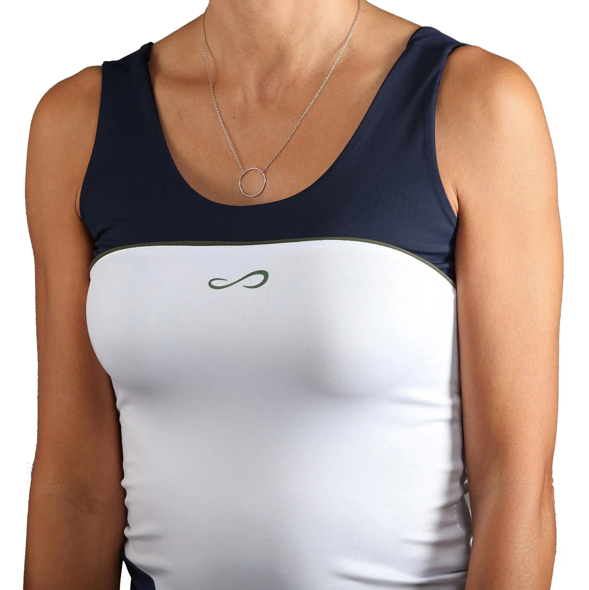 Online Curve Tank Top Women - White, Dark Blue Tops