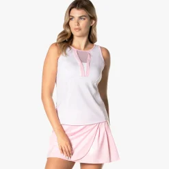 Online Deco Grid Tank Top Women - White, Pink Tops