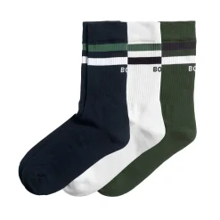 Discount Double Stripe Ankle Crew Sports Socks Men - Dark Blue, Multicoloured Socks