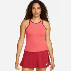 Outlet Dri-Fit Court Slam Solid Tank Top Women - Coral, Dark Red Tops