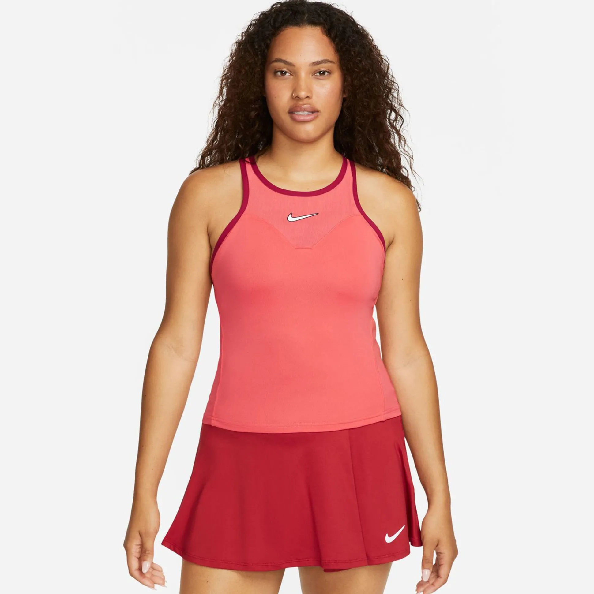 Outlet Dri-Fit Court Slam Solid Tank Top Women - Coral, Dark Red Tops