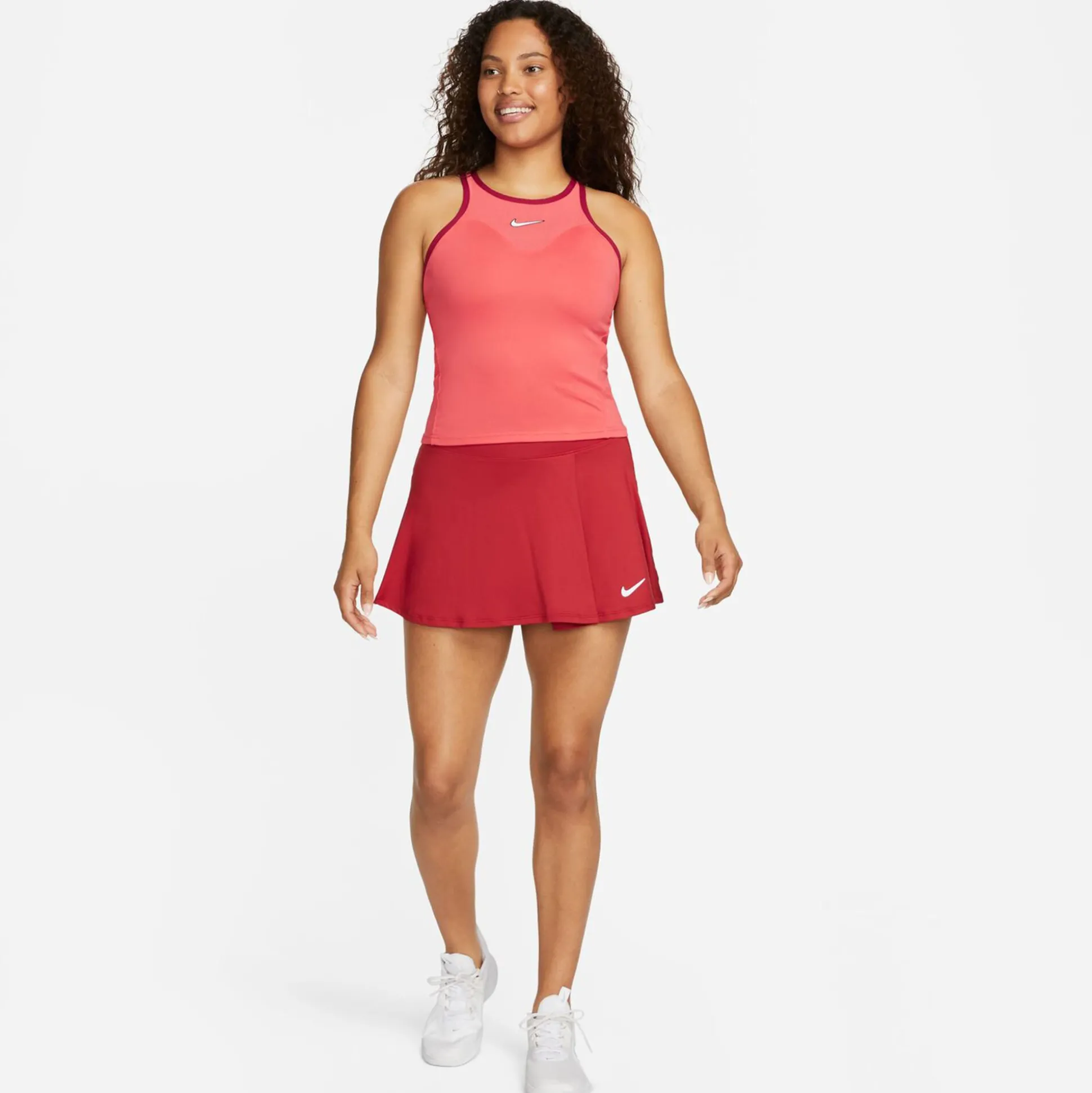 Outlet Dri-Fit Court Slam Solid Tank Top Women - Coral, Dark Red Tops