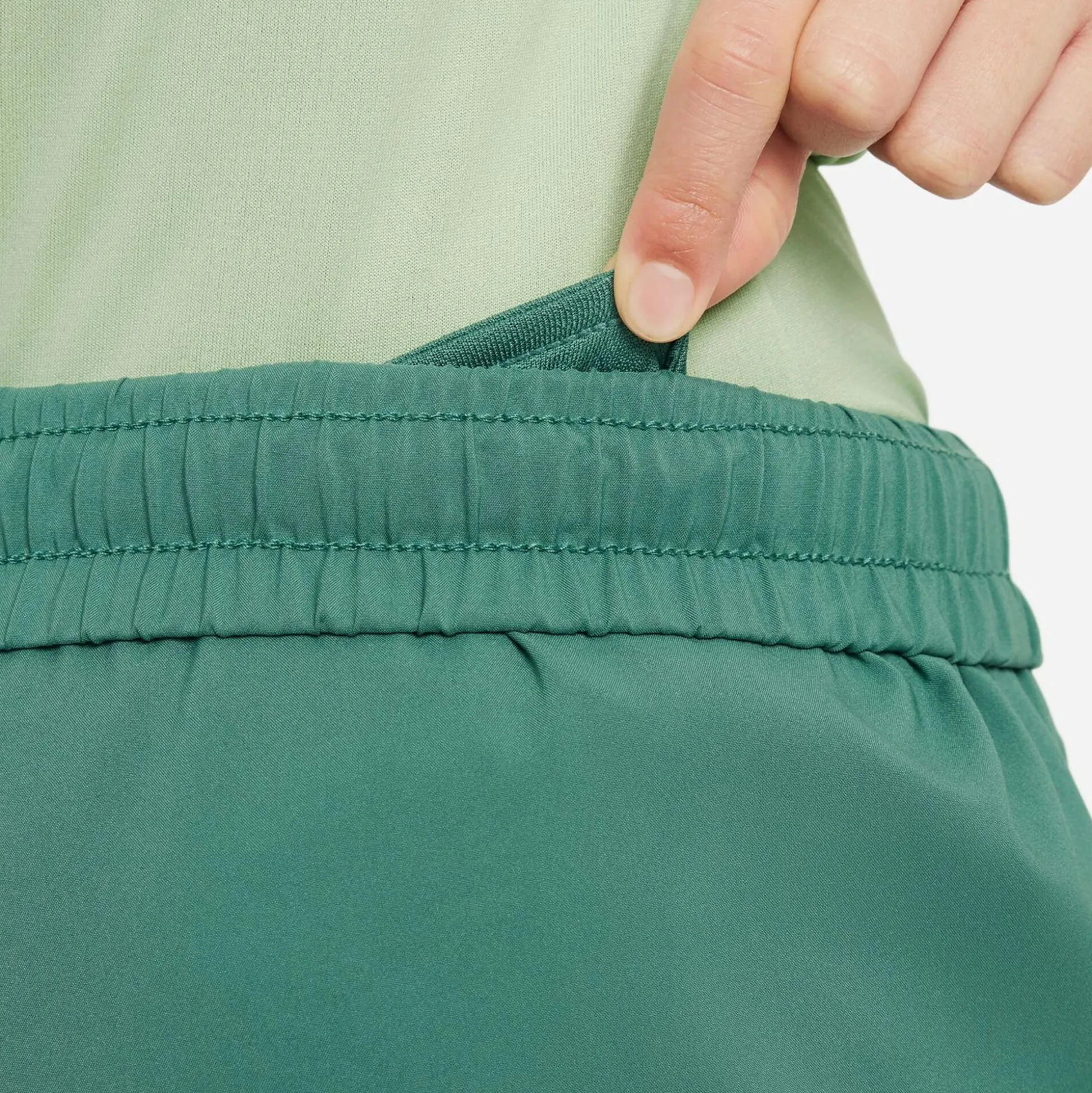 Best Sale Dri-Fit One Big Kids High-Waisted Woven Shorts Girls - Dark Green Shorts