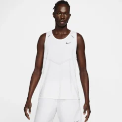 Shop Dri-Fit Rise 365 Tank Top Men - White, Silver Running Clothing|Tops