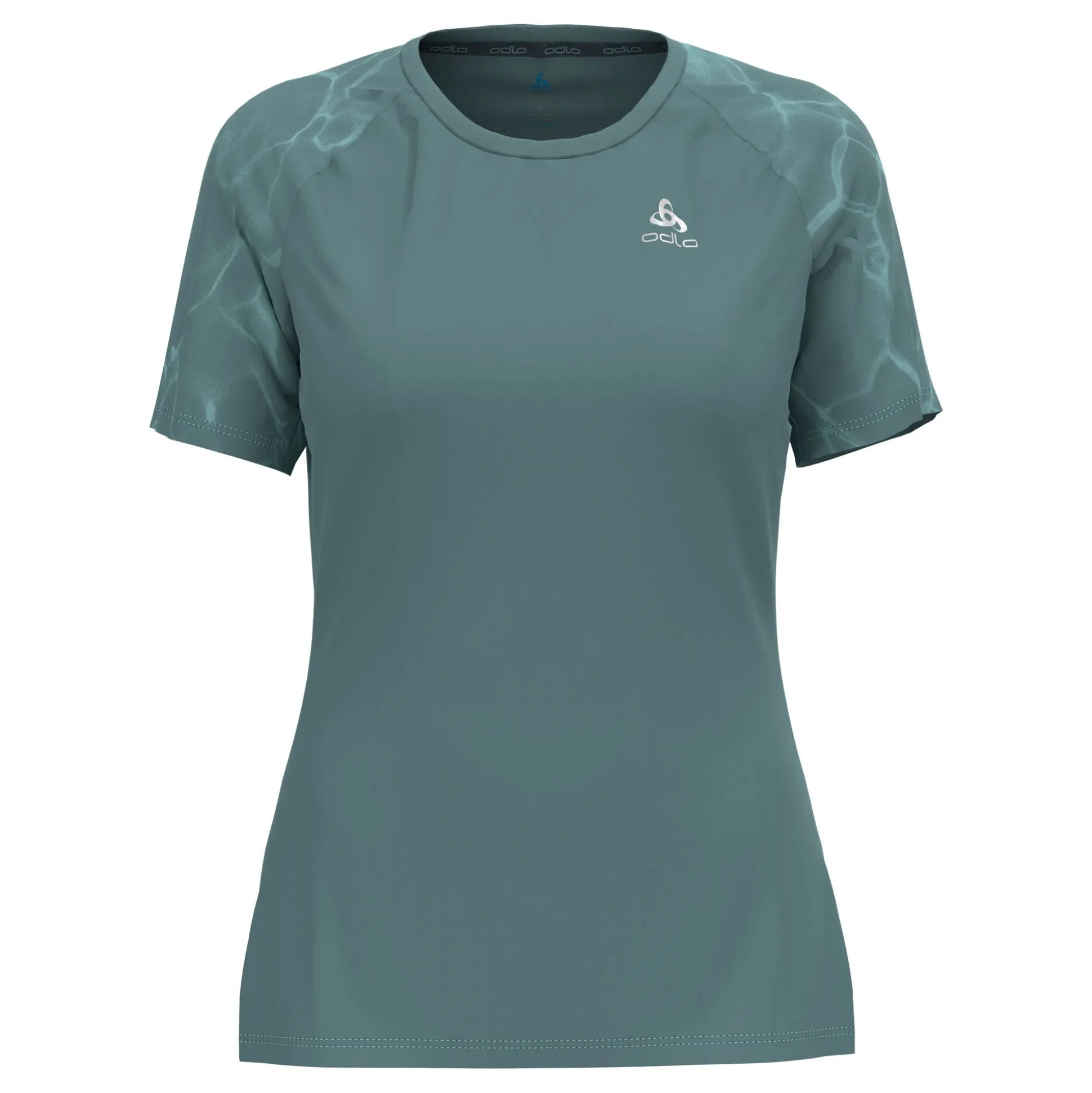 Best Sale Essential Print Crew Neck Running Shirt Women - Blue Grey Running Clothing