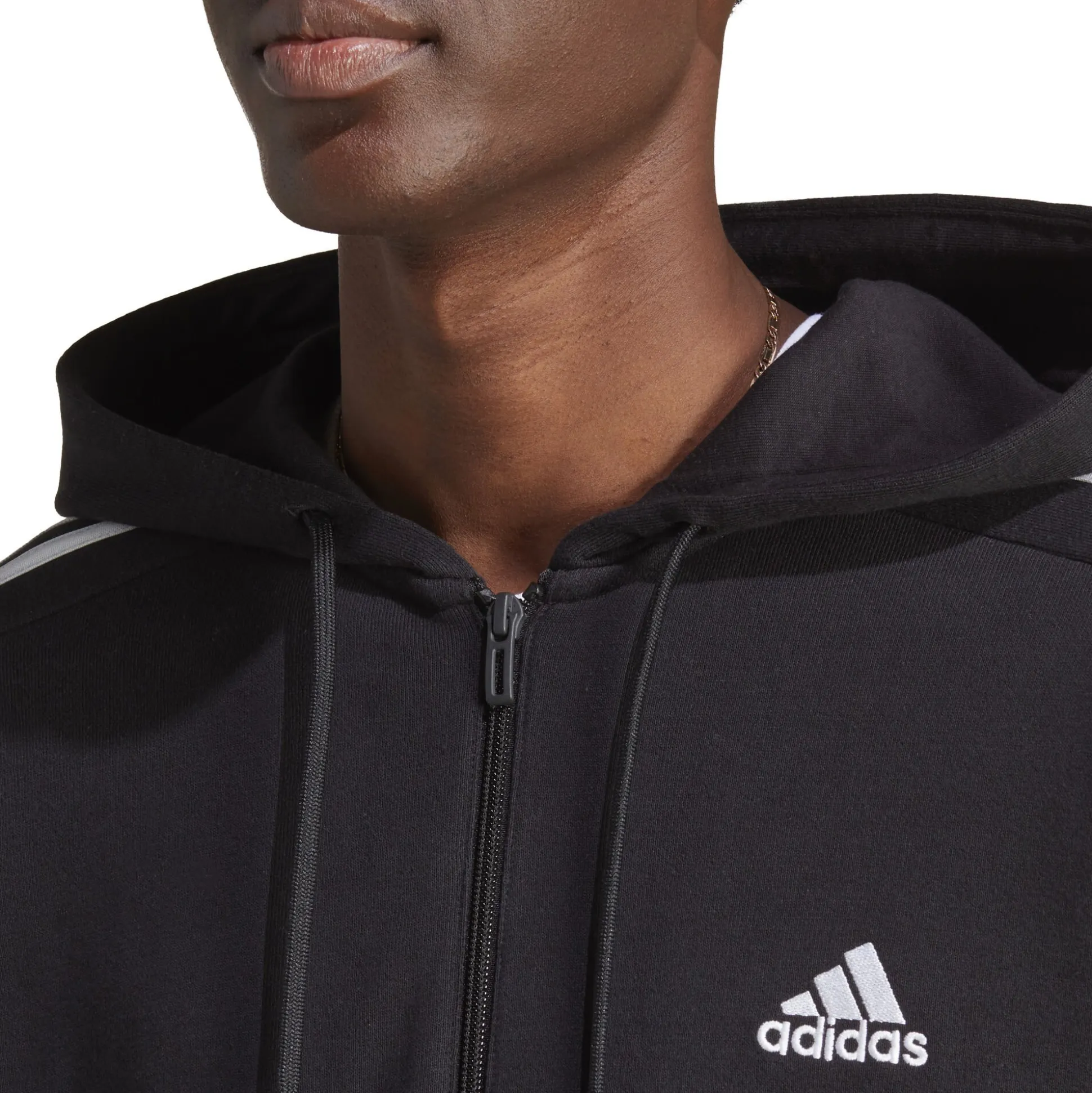 Online Essentials French Terry 3-Stripes Full-Zip Hoodie Men - Black, White Jackets
