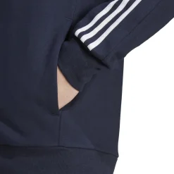 New Essentials French Terry 3-Stripes Full-Zip Hoodie Men - Dark Blue, White Jackets