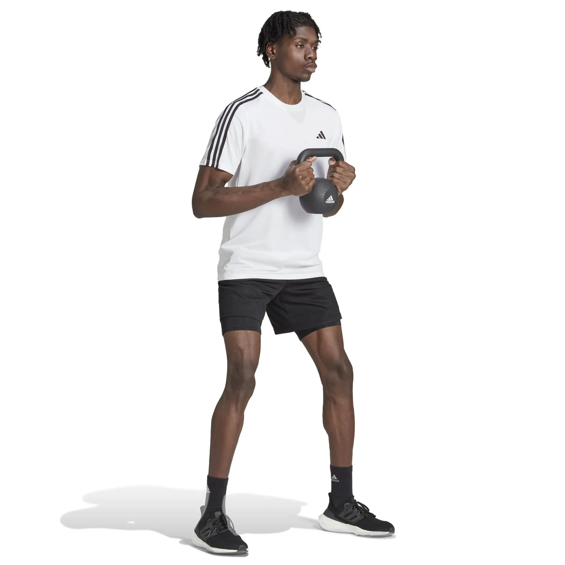Discount Essentials Train 3-Stripes Training T-Shirt Men - White, Black Shirts