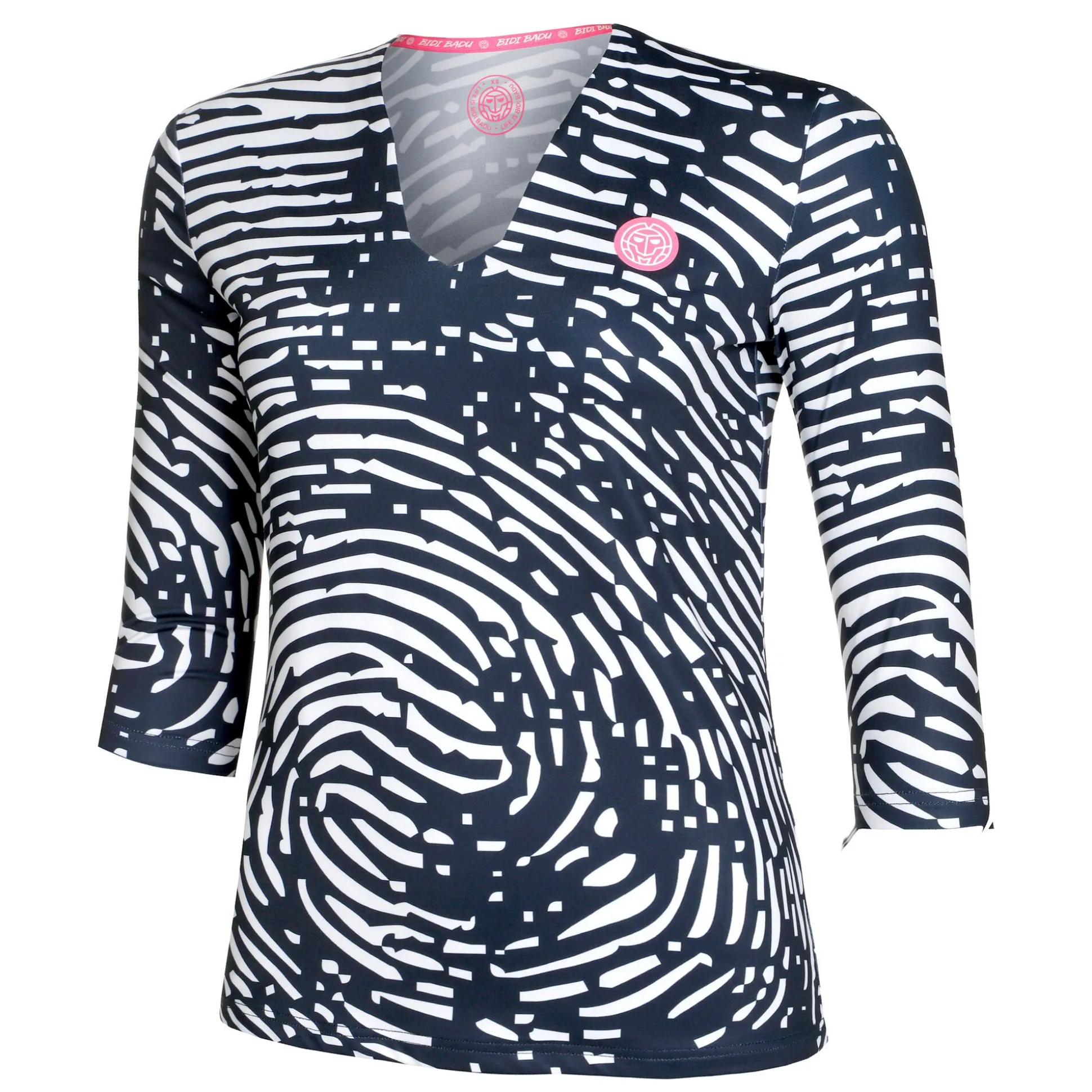 Discount Fingerprint Printed Long Sleeve Women - Dark Blue, White Shirts