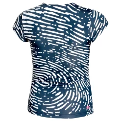 Hot Fingerprint Printed V-Neck T-Shirt Women - Dark Blue, White Shirts