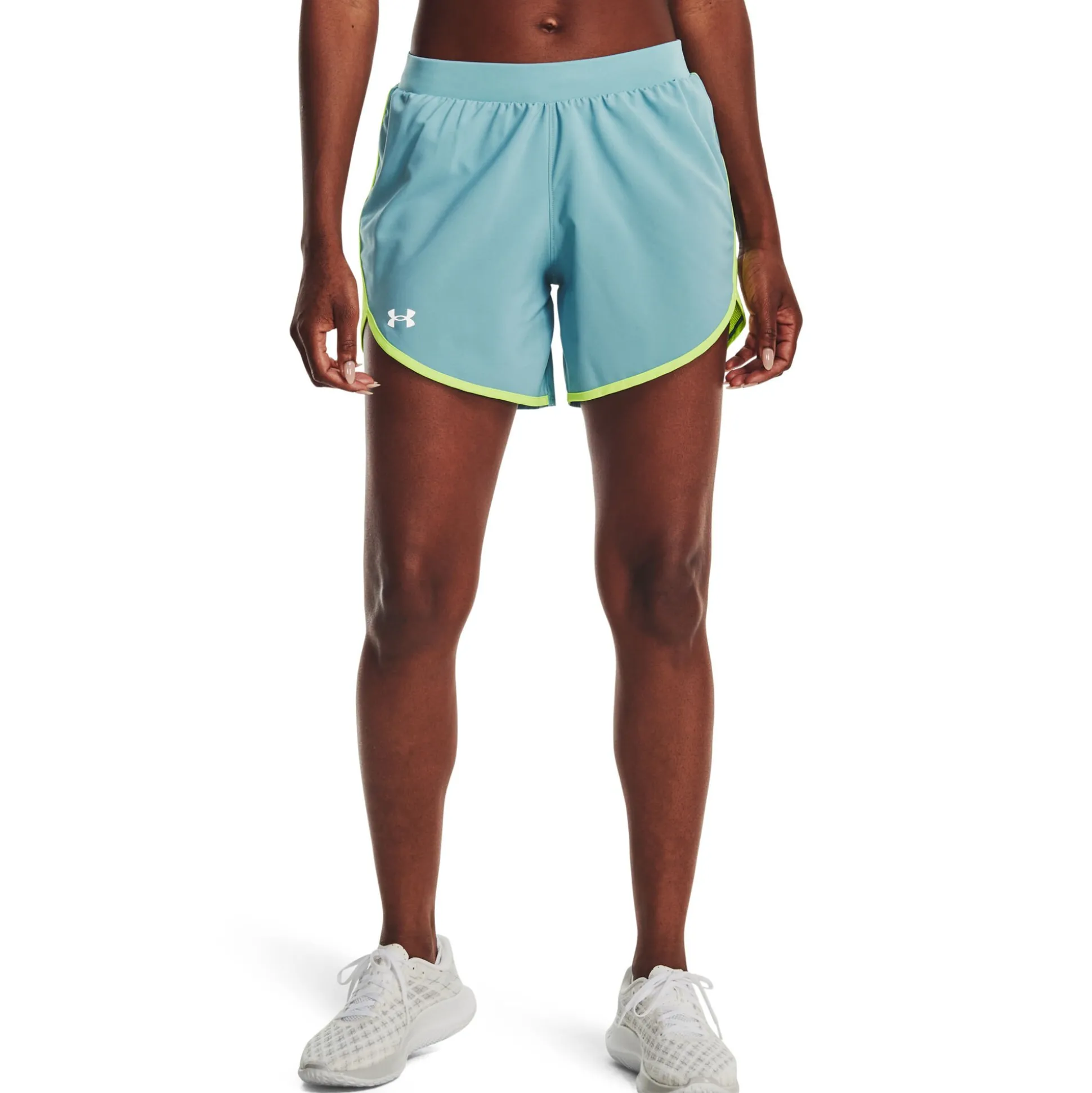 Discount Fly By Elite 5in Shorts Women - Light Blue, Neon Yellow Running Clothing|Shorts