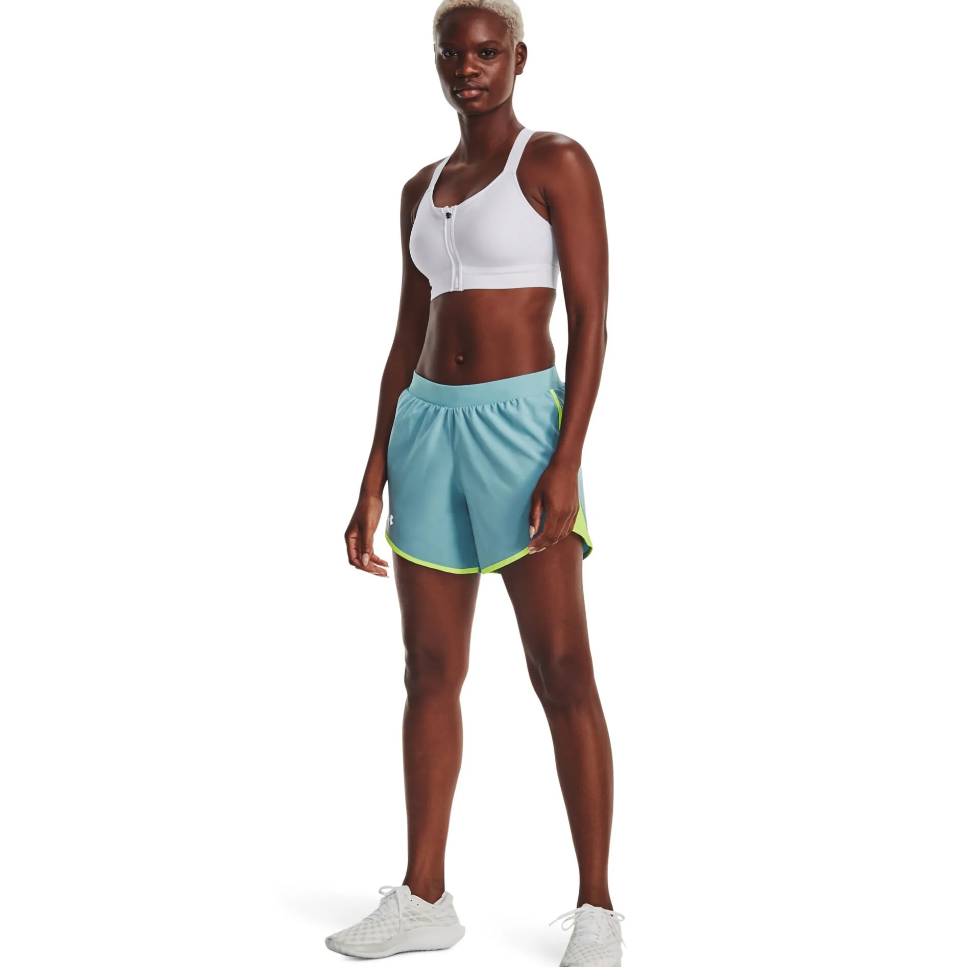 Discount Fly By Elite 5in Shorts Women - Light Blue, Neon Yellow Running Clothing|Shorts