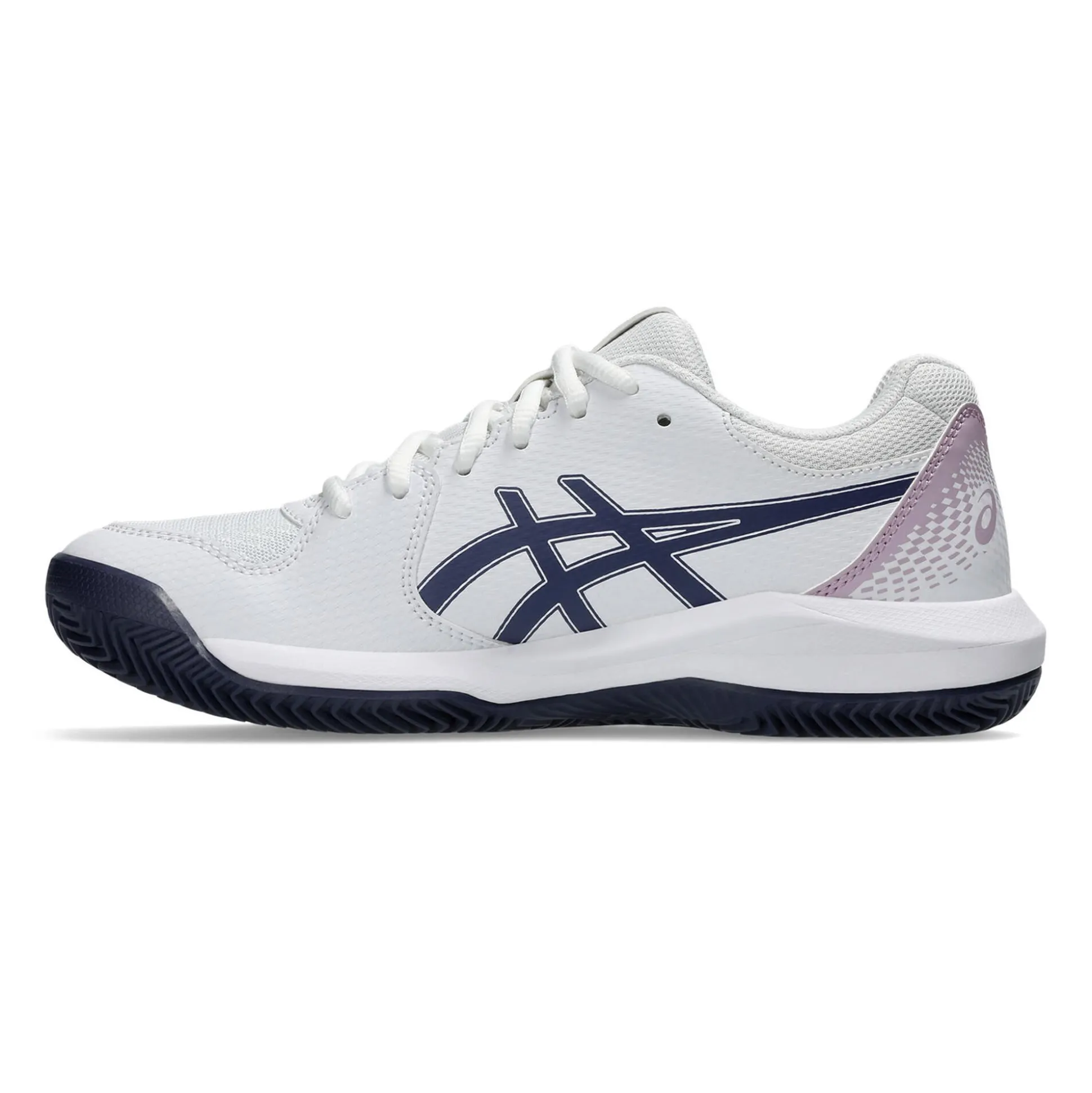 Best Sale Gel-Dedicate 8 Clay Court Shoe Women - White, Dark Blue Clay Court Shoes