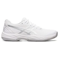 Cheap Gel-Game 9 Clay Court Shoe Women - White, Silver Clay Court Shoes