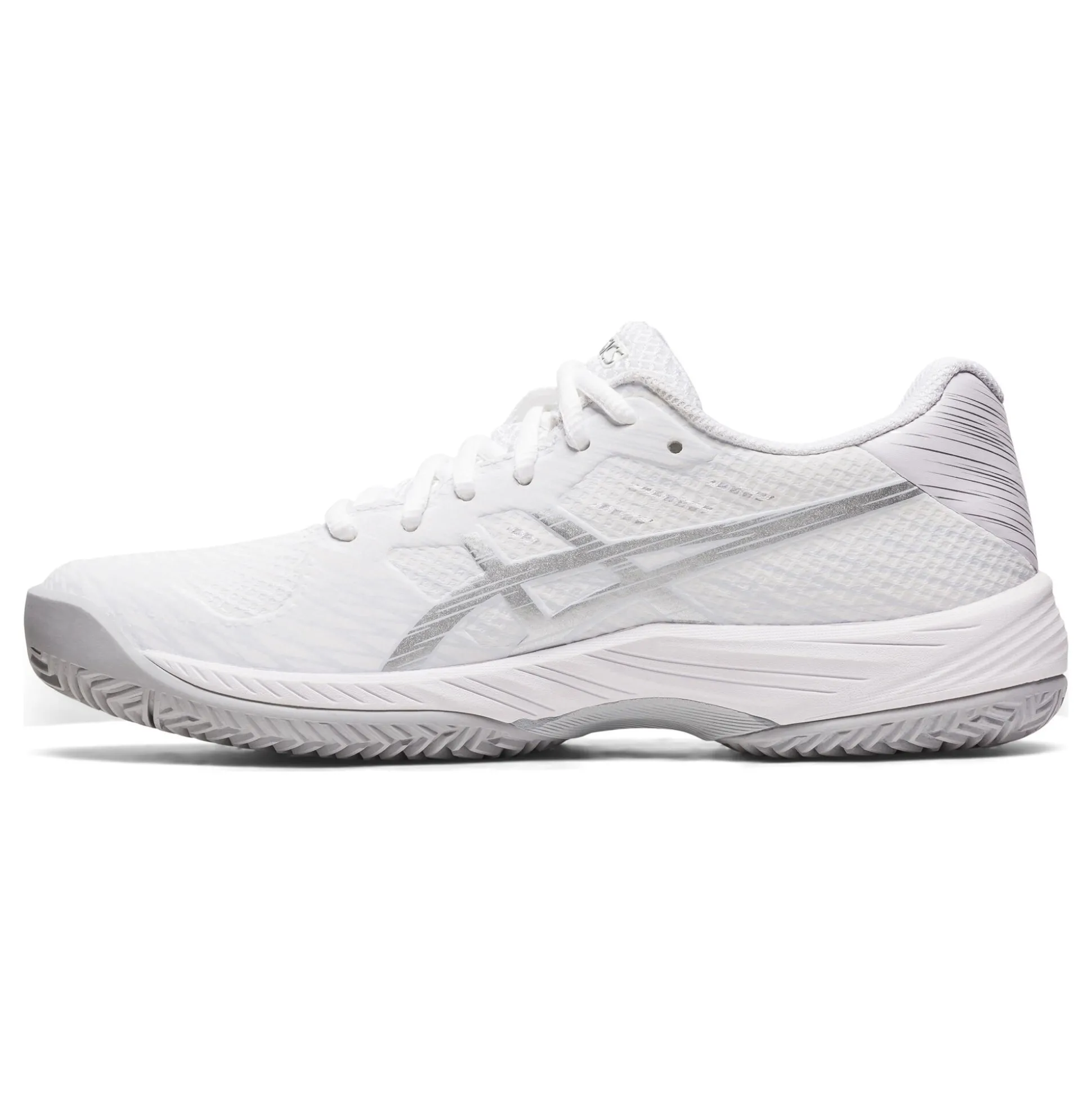 Cheap Gel-Game 9 Clay Court Shoe Women - White, Silver Clay Court Shoes