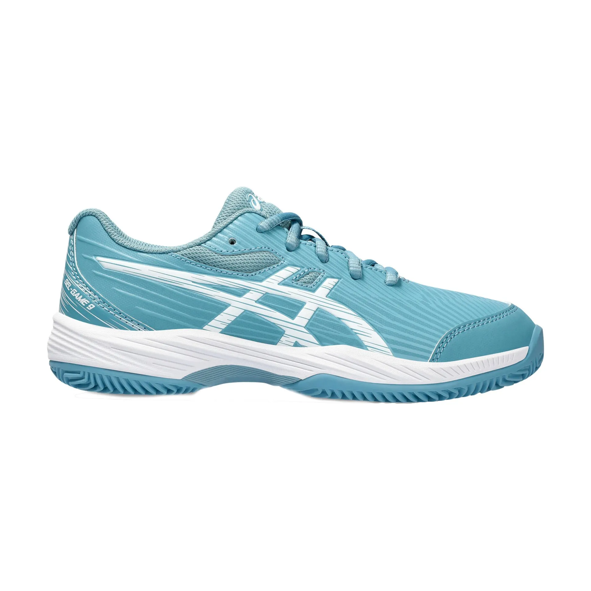 Shop Gel-Game 9 GS Clay Court Shoe Kids - Turquoise, White Clay Court Shoes