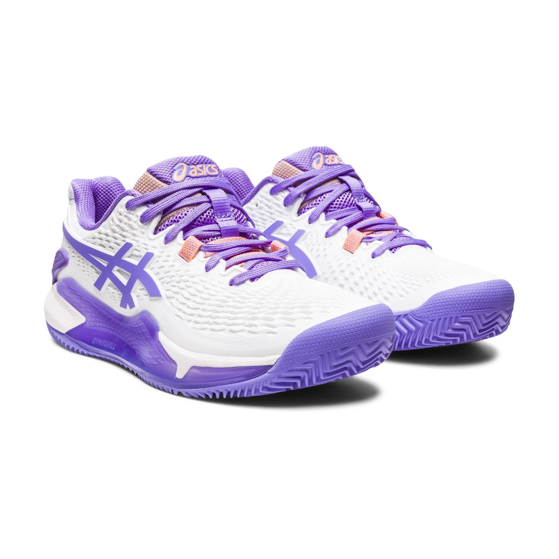 Cheap Gel-Resolution 9 Clay Court Shoe Women - White, Lilac Clay Court Shoes