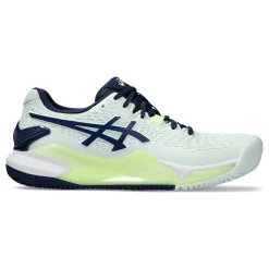 Cheap Gel-Resolution 9 Clay Court Shoe Women - Mint, Dark Blue Clay Court Shoes