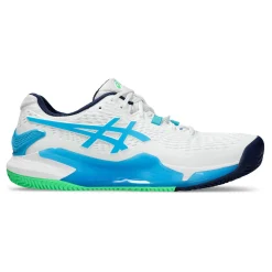 Cheap Gel-Resolution 9 Clay Court Shoe Men - White, Light Blue Clay Court Shoes