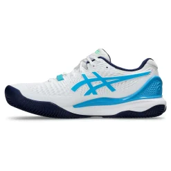 Cheap Gel-Resolution 9 Clay Court Shoe Men - White, Light Blue Clay Court Shoes