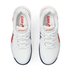 Shop Gel-Resolution 9 GS Clay Court Shoe Kids - White, Dark Blue Clay Court Shoes