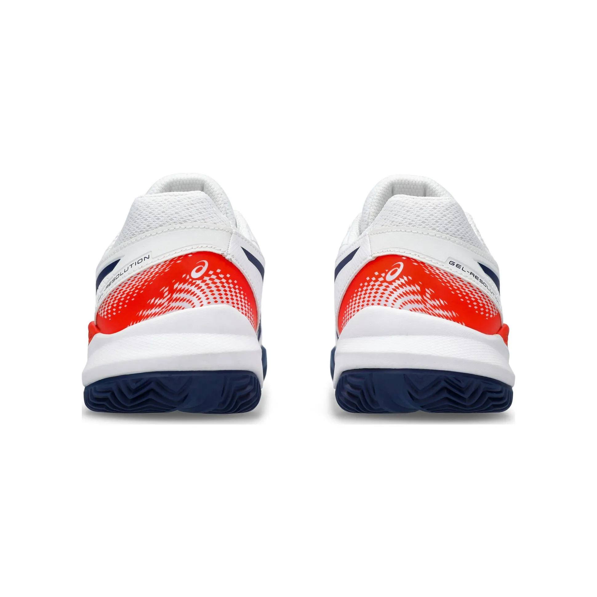 Shop Gel-Resolution 9 GS Clay Court Shoe Kids - White, Dark Blue Clay Court Shoes