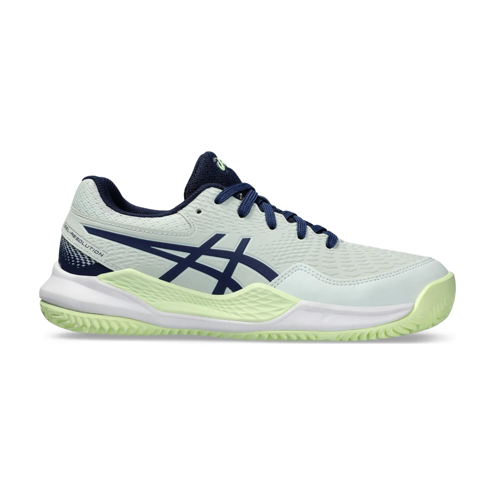 Fashion Gel-Resolution 9 GS Clay Court Shoe Kids - Mint, Dark Blue Clay Court Shoes