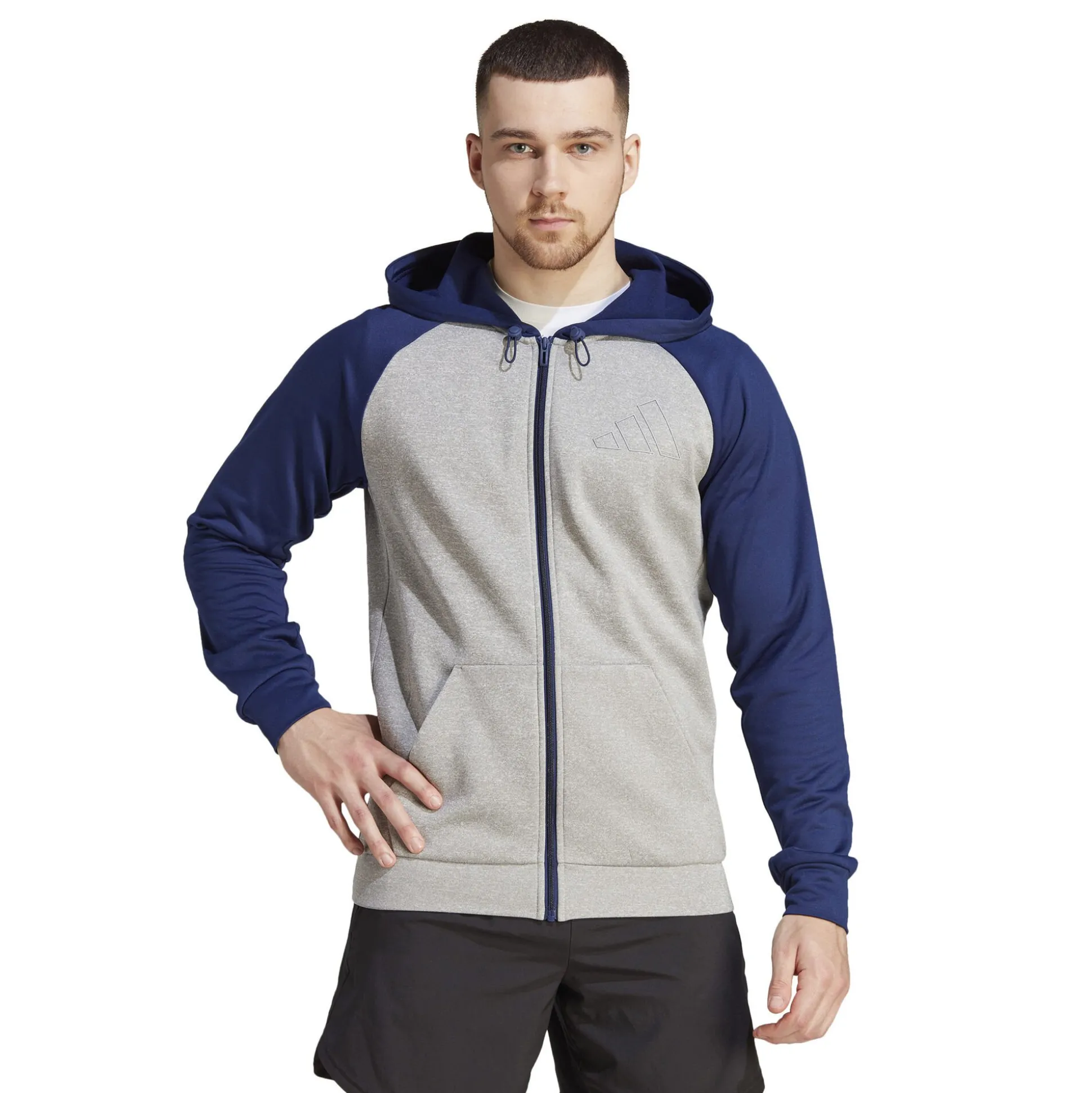 Cheap GG Big Logo Zip Hoodie Men - Grey, Dark Blue Jackets